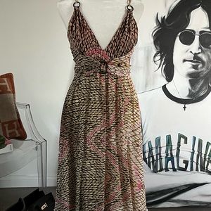 Roberto Cavalli “Just Cavalli” silk sexy python print dress size 42 Apx 0-6US